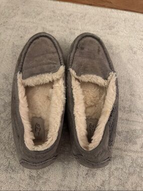 Gray Suede Plush-Lined Slip-On Uggs